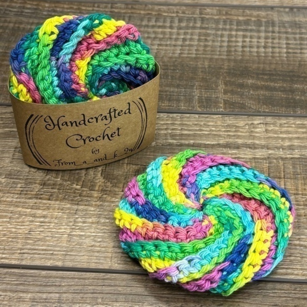 Handcrafted‎ Crochet Spiral Tawashi Bath Scrubbies Set Cotton Yarn Handmade